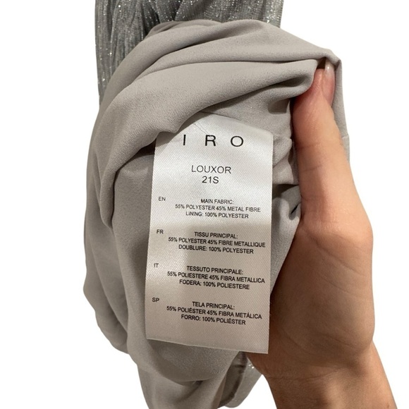IRO Louxor Gathered Metallic Knitted Silver Mini Dress Size 34 VGUC - Picture 10 of 12